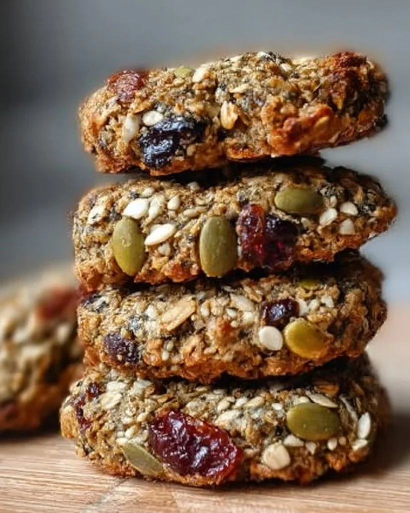 Healthy nut and seed energy cookies recipe with nutritious ingredients.