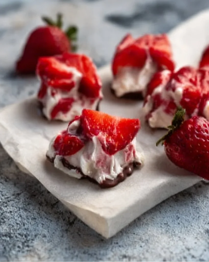 Healthy Strawberry Greek Yogurt Bites on a plate