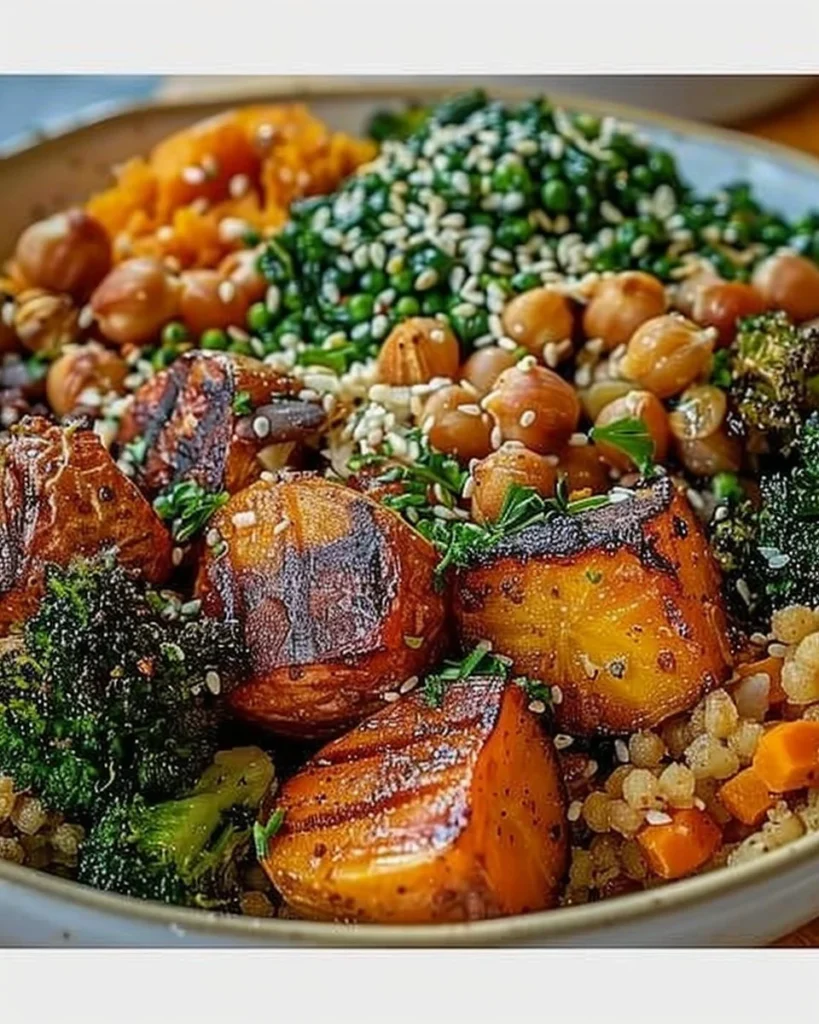 Colorful Anti-Inflammatory Harvest Glow Bowl filled with fresh vegetables and grains