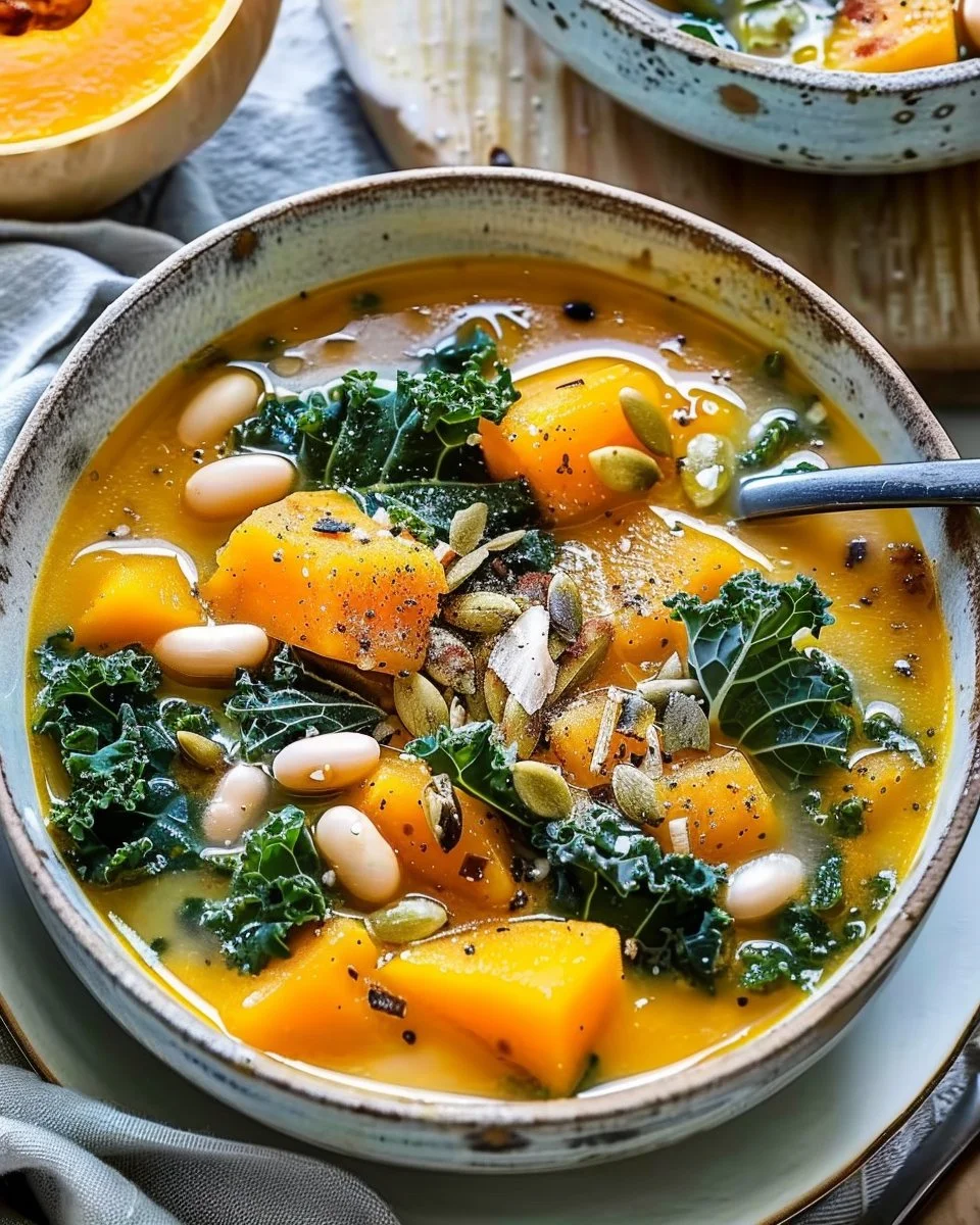 Butternut Squash, Kale, and White Bean Soup