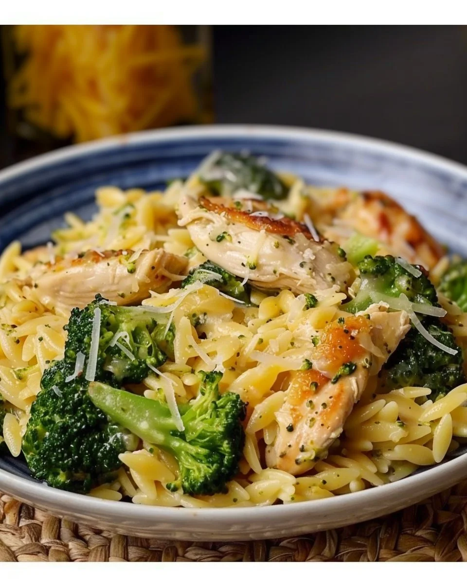 Cheesy Chicken Broccoli Orzo That Hits All The Comfort Notes