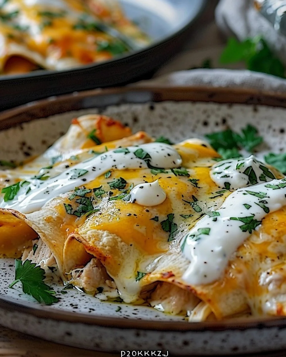 Chicken Enchiladas with Sour Cream White Sauce