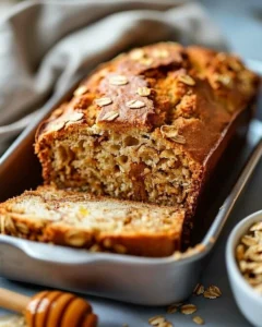 Delicious slice of honey-cinnamon oatmeal bread fresh from the oven