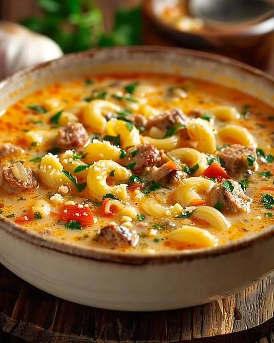 Creamy Parmesan Italian Sausage Ditalini Soup
