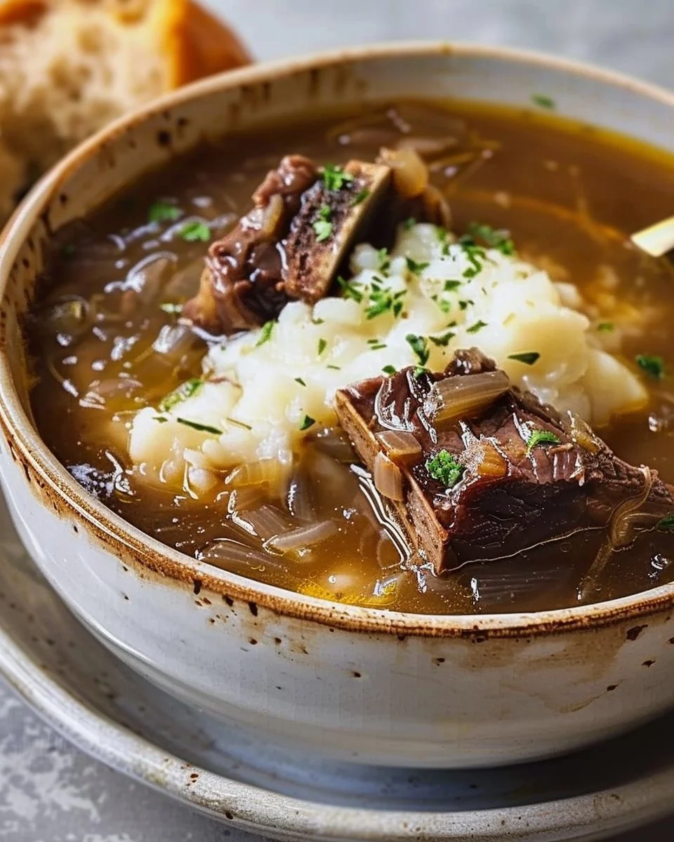 French Onion Beef Short Rib Soup