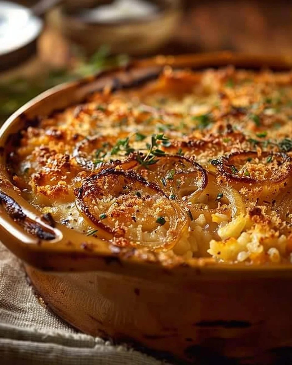 French Onion Chicken Rice Bake