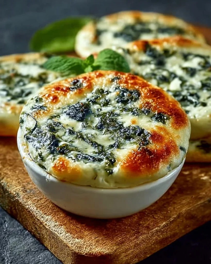 Freshly baked spinach cottage cheese flagels on a plate
