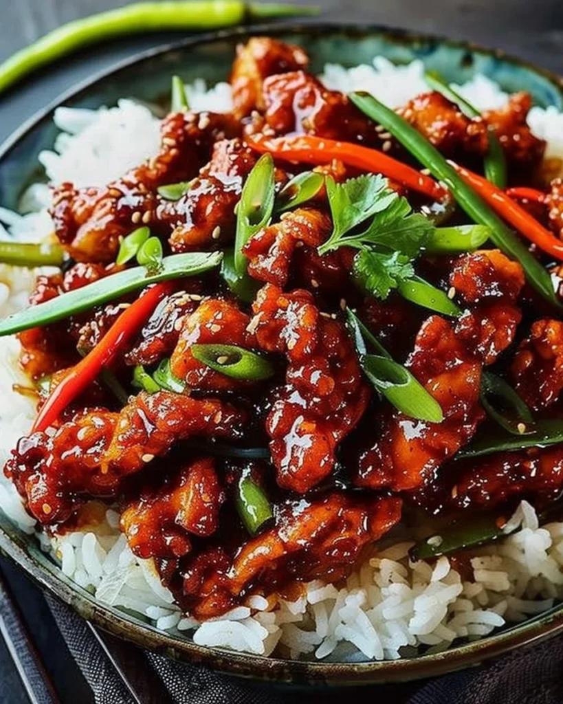 Delicious Irresistibly Spicy Dragon Chicken served in an Indo-Chinese style.