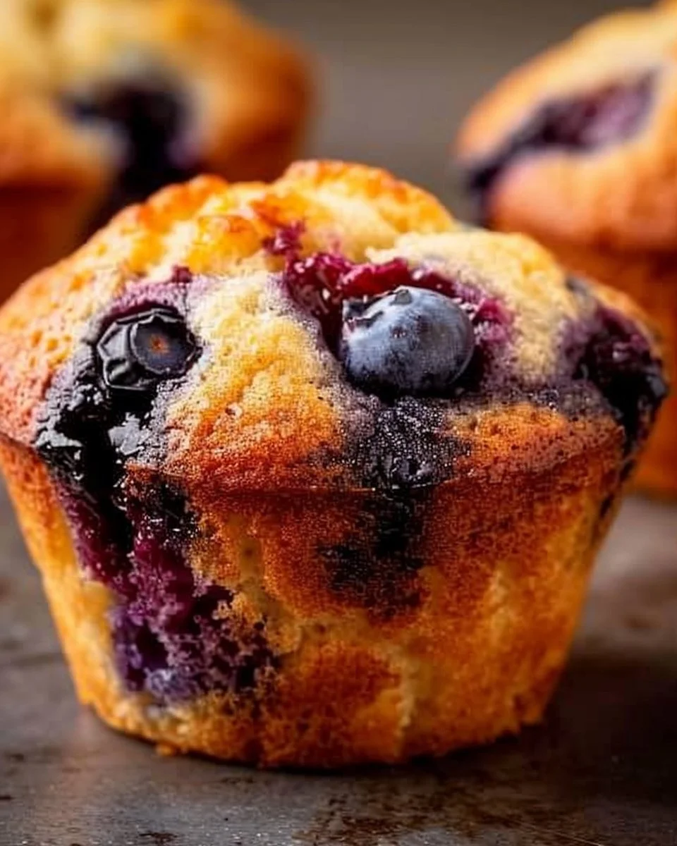 Moist Sourdough Blueberry Muffins