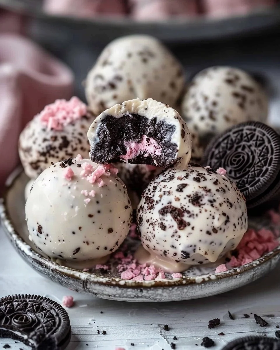 Decadent Oreo Truffles crafted with crushed Oreos and cream cheese.