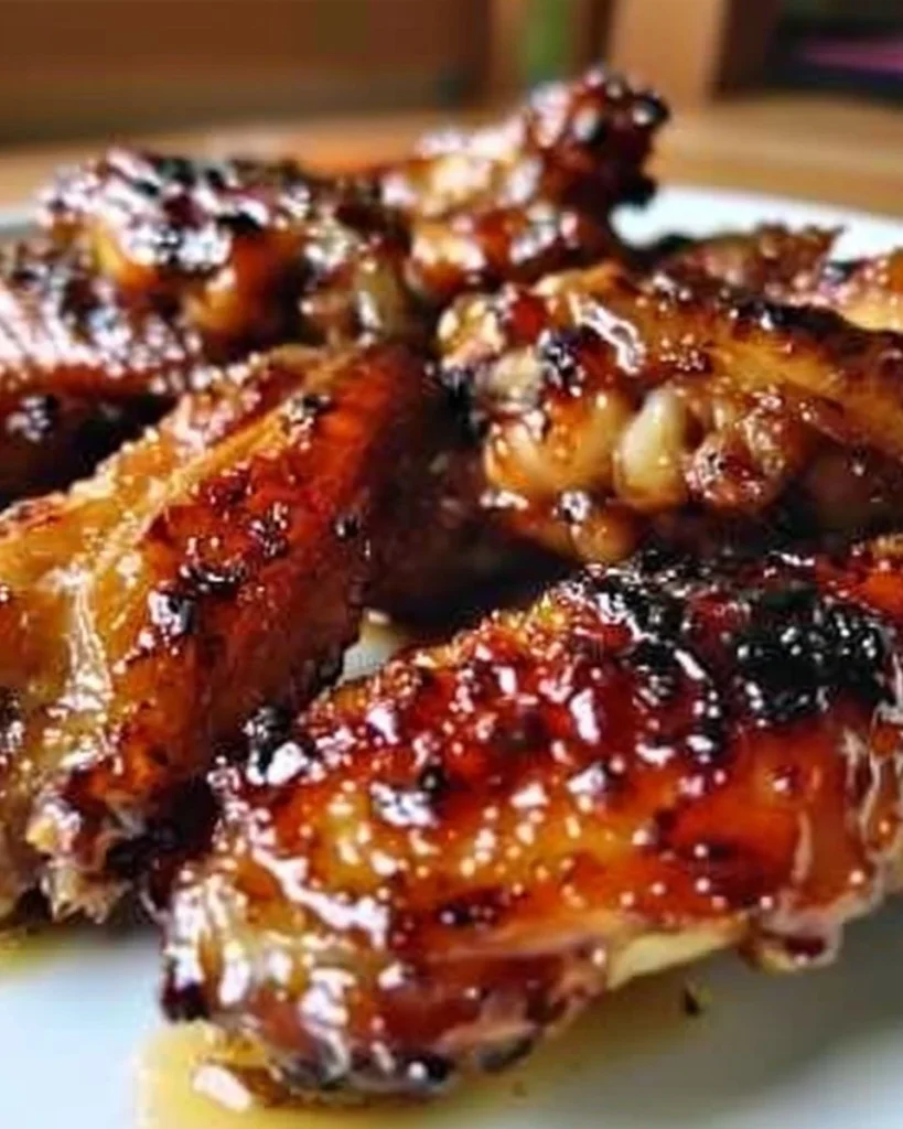 Pineapple Teriyaki Wings garnished with sesame seeds and green onions