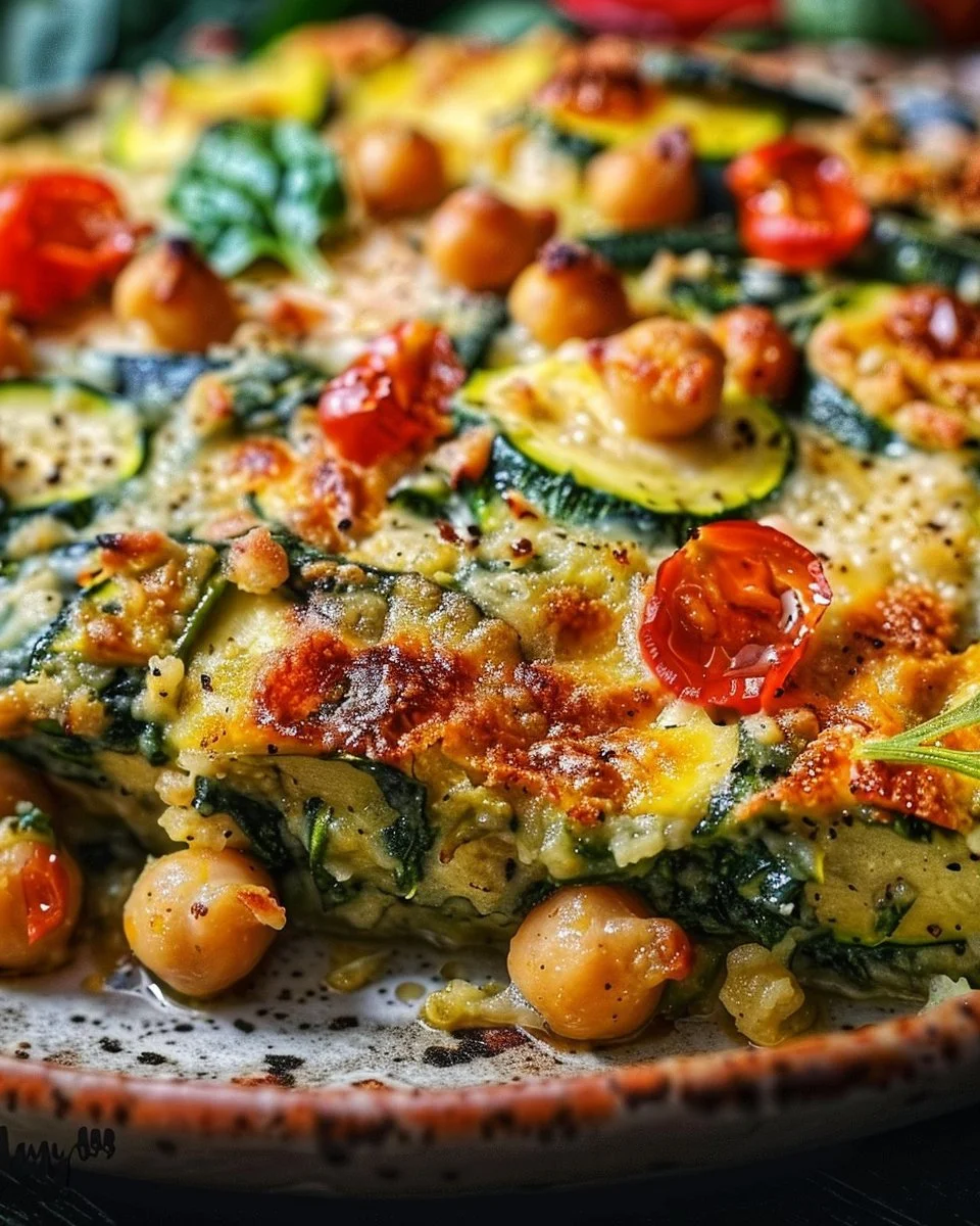 Spinach Zucchini Chickpea Bake