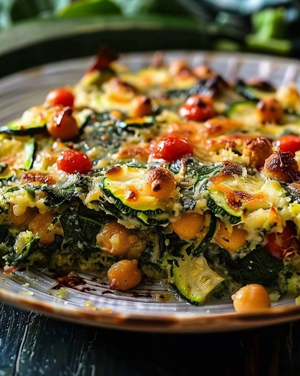 Spinach Zucchini Chickpea Bake