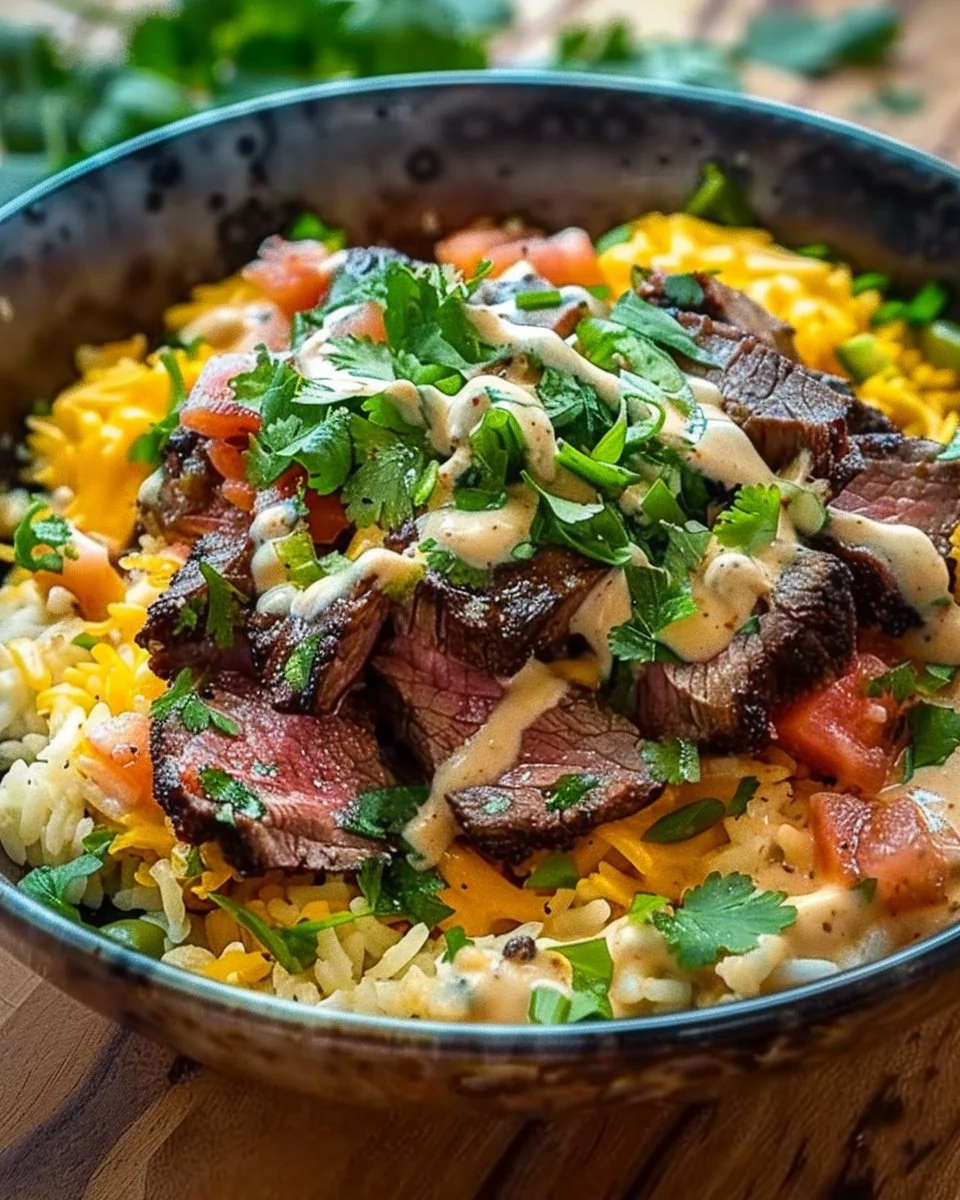 Steak Queso Rice Bowl