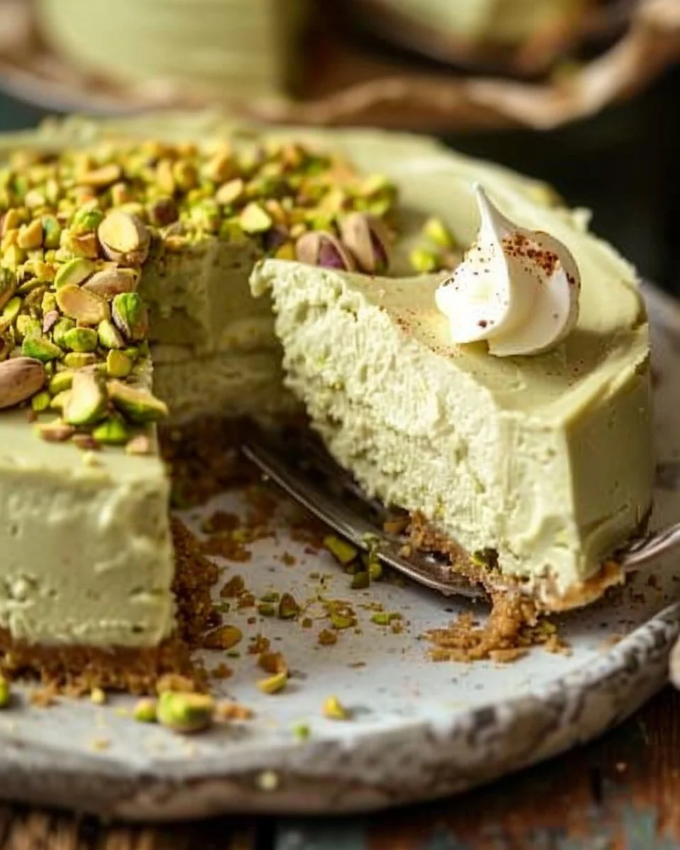 Vegan No-Bake Pistachio Cheesecake