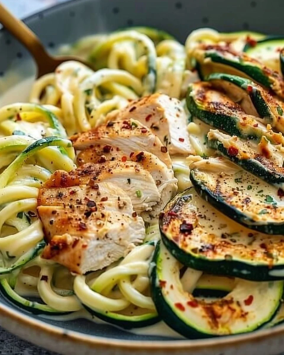 Zucchini Noodle Chicken Alfredo